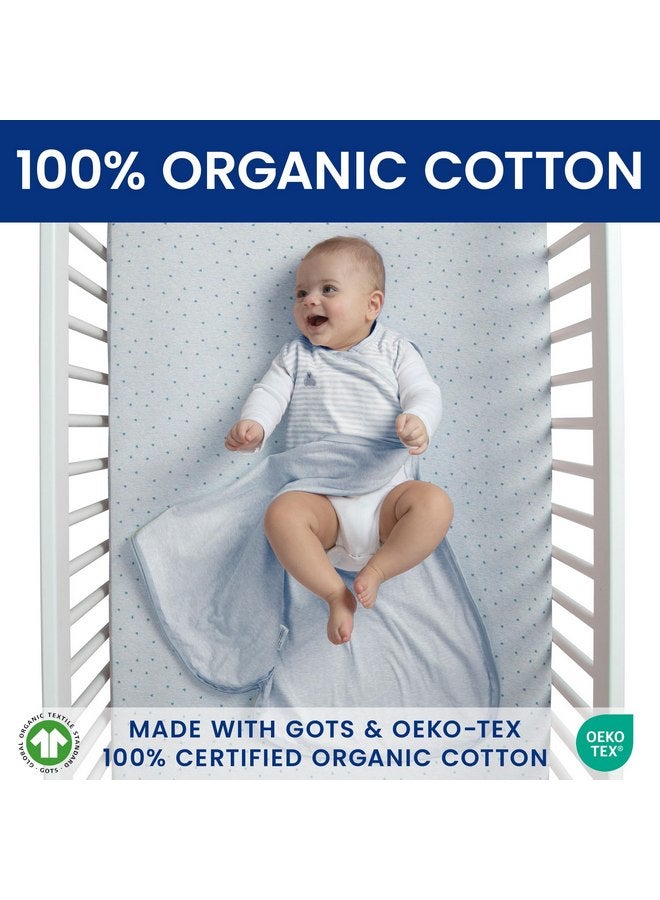 Delta Children Gap babyGap TrueSleep Sleep Sack | 100% Organic Cotton | GOTS and Oeko-Tex 100 Certified | 2-Way Zipper | Large: 6-12 Months, Bluish Grey Stripe - Image 2