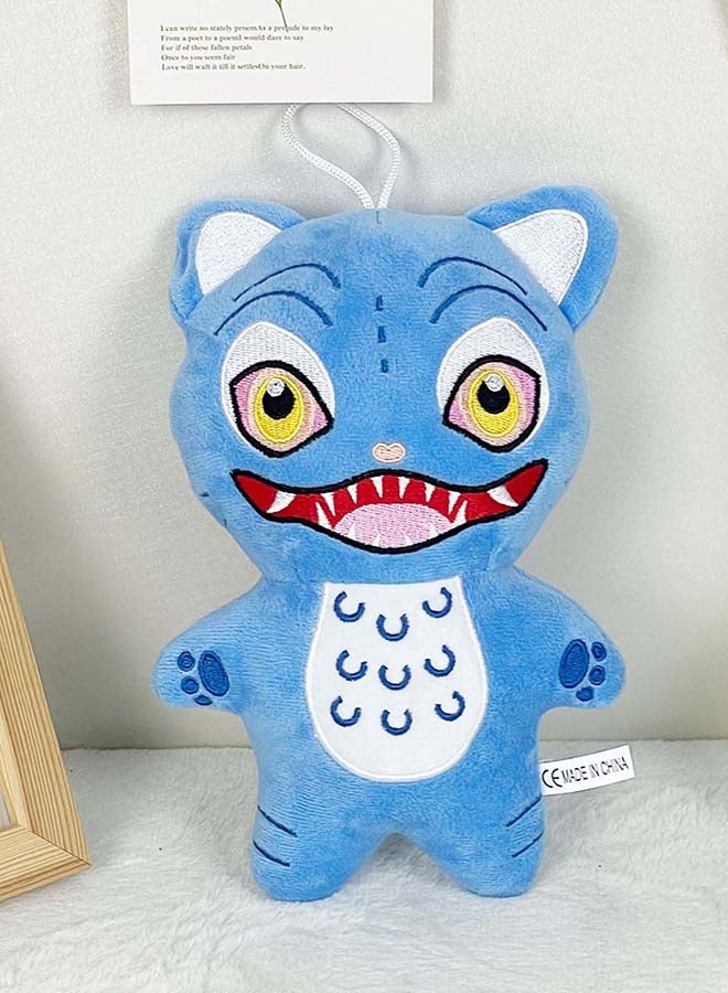 KPop Demon Hunters Tora Blitzpaw Monster Smile Edition Plush 22 cm Blue Tiger Mascot, Soft Stuffed Chibi Creature Toy, Cute Standing Plush for Kids & Anime Fans - Image 1