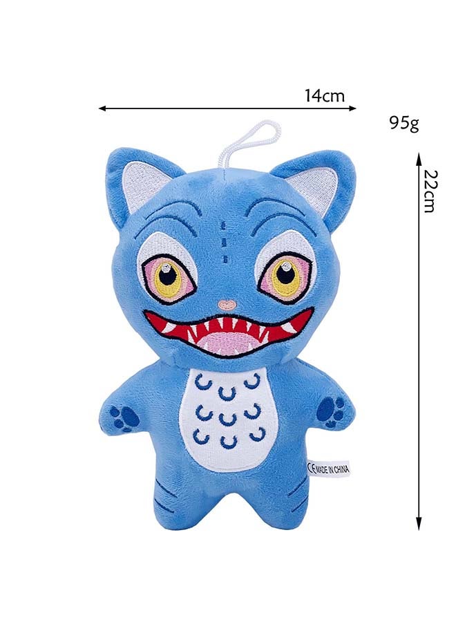 KPop Demon Hunters Tora Blitzpaw Monster Smile Edition Plush 22 cm Blue Tiger Mascot, Soft Stuffed Chibi Creature Toy, Cute Standing Plush for Kids & Anime Fans - Image 2