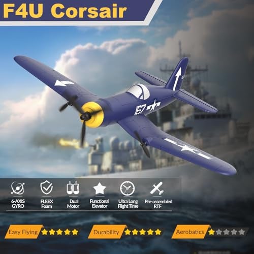 ANBURI RC Plane F4U Remote Control Airplane 24GHz 3 Channel Fighter with 6 Axis Gyro Stabilizer Easy to Fly for Adults Beginners - Image 5