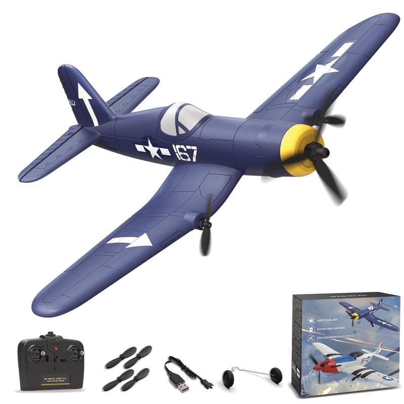 ANBURI RC Plane F4U Remote Control Airplane 24GHz 3 Channel Fighter with 6 Axis Gyro Stabilizer Easy to Fly for Adults Beginners - Image 4