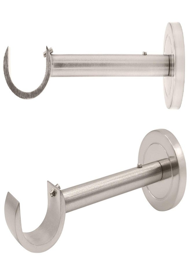 A Key Tech 1 inch Curtain Rod Bracket Brushed Nickel, 2pcs Curtain Rod Wall Brackets Long 5 inch Projection Bracket Holder with Installation Accessories Included, Set of 2, Brushed Nickel - Image 1