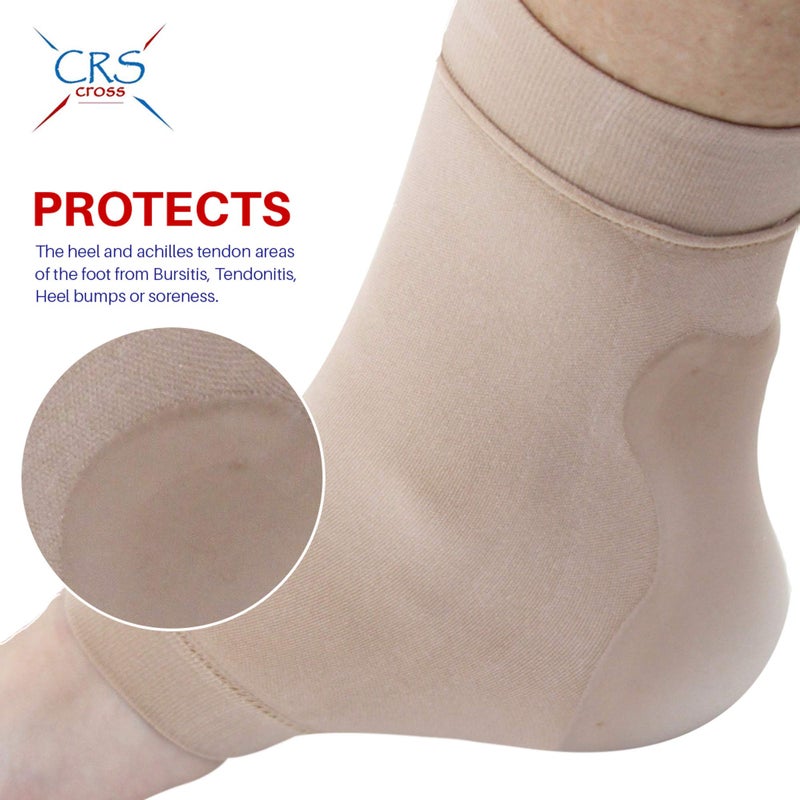 CRS Cross Achilles Heel Sleeve. One Pair of Premium Padded Compression Gel Sleeve/Sock for Cushion and Protection of Haglunds Bump, Achilles Tendonitis, and Bursitis (One size fits most) - Image 2