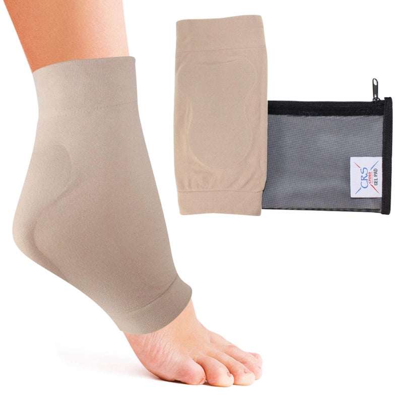 CRS Cross Achilles Heel Sleeve. One Pair of Premium Padded Compression Gel Sleeve/Sock for Cushion and Protection of Haglunds Bump, Achilles Tendonitis, and Bursitis (One size fits most) - Image 1