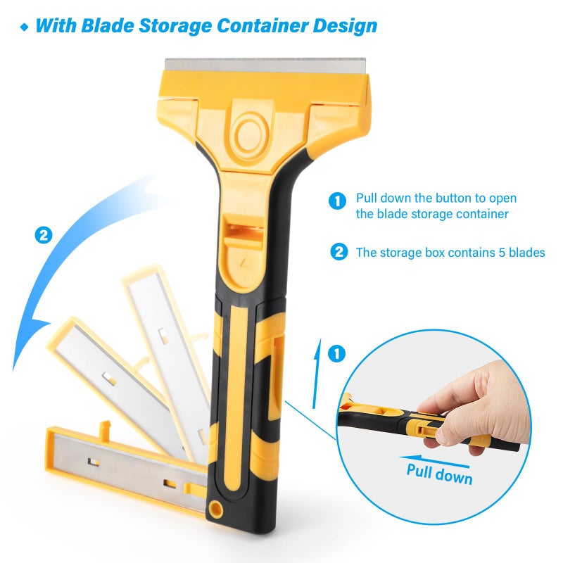 Gomake Razor Blade Scraper Tool Wall Paint Window Glass Scraper with Extra Razor Blades for Sticker,Glue,Paint,Adhesives Removal,Glass Top Stove Cleaning - Image 2