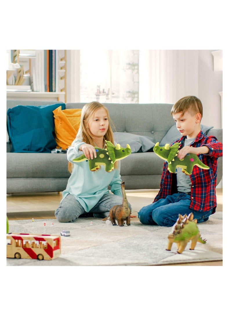 SYOSI Dinosaur Plush Toy, 16" Stuffed Animal Triceratops Throw Plushie Pillow Doll Soft Green Fluffy Friend Hugging Cushion Present Soft Plush Stuffed Animal Dino Plushie for Every Age & Occasion  - Image 2