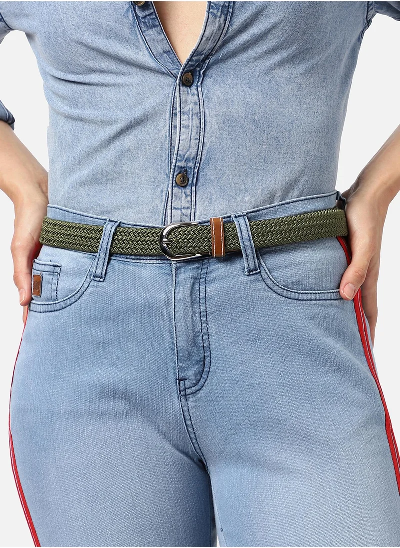 Haute Sauce Olive Green Textured Waist Belt