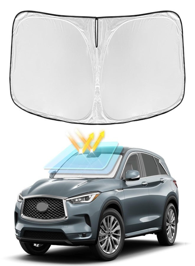 ZOIBV for Infiniti QX50 QX55 2019-2024 2025 Windshield Sun Shade - 4 Layers Car Sunshades for Front Windows Shade Cover Custom Fit QX50 QX55 Sun Visor 240T Retractable Shade Blocks UV Rays Car Accessories - Image 1