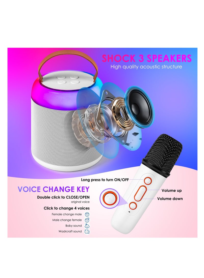 Mini Karaoke Machine, with 2 Wireless Microphones, for Kids Adults, Playing Long Time, Portable Bluetooth Speaker Toy for Girls and Boys 2-12 Year Old, Girl Birthday Gift Home Party Ideas (White)  - Image 5