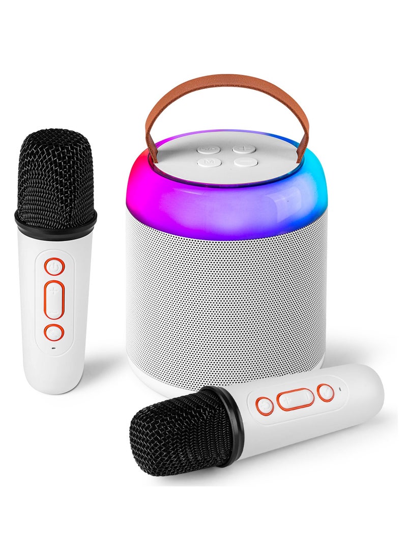 Mini Karaoke Machine, with 2 Wireless Microphones, for Kids Adults, Playing Long Time, Portable Bluetooth Speaker Toy for Girls and Boys 2-12 Year Old, Girl Birthday Gift Home Party Ideas (White)  - Image 1