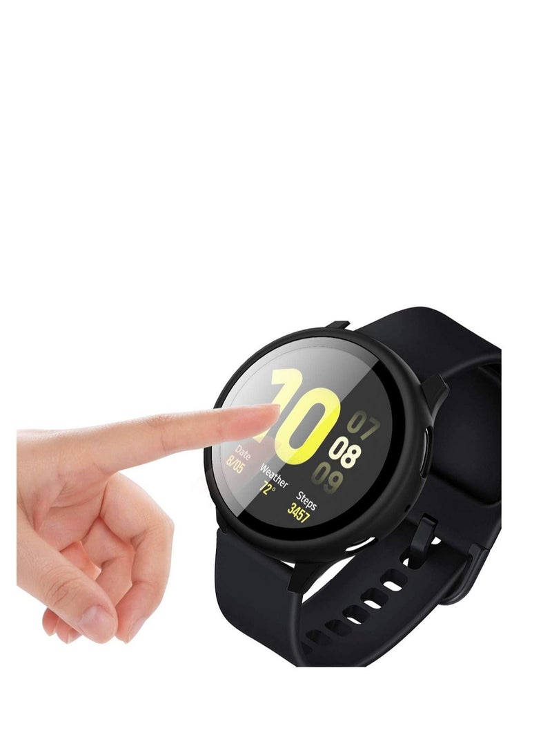 Captaintech Suitable for Samsung Watch Galaxy Watch Active 2 Watch Protective Case Cover Watch Protective Case, Tempered Glass Case, Screen Protector Cover, Full Around Hard PC Protective Case Black - Image 1