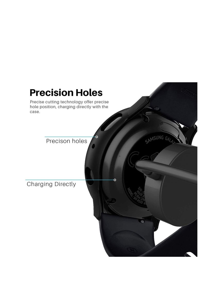 Captaintech Suitable for Samsung Watch Galaxy Watch Active 2 Watch Protective Case Cover Watch Protective Case, Tempered Glass Case, Screen Protector Cover, Full Around Hard PC Protective Case Black - Image 4