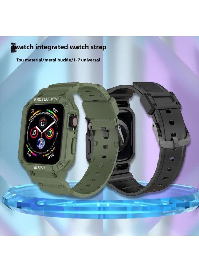 For Apple Watch Strap For Apple Watch765432 Generation All-in-One Strap TPU Solid Color Case Se Drop-Resistant-Color:Red-Exterior Dimension:38/40/41 General - Image 2