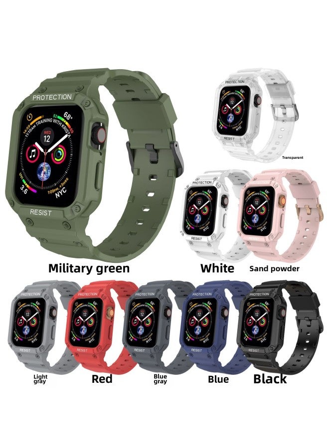 For Apple Watch Strap For Apple Watch765432 Generation All-in-One Strap TPU Solid Color Case Se Drop-Resistant-Color:Red-Exterior Dimension:38/40/41 General - Image 3