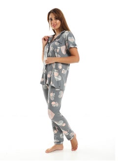 Caesar Women Pajama Set With Pants And Button Design  - Image 2