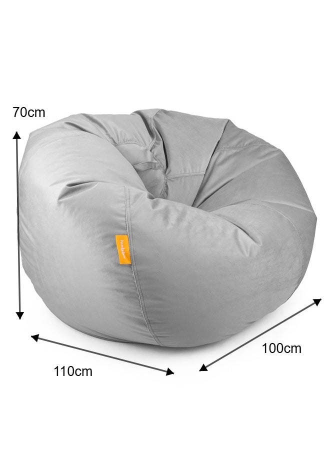 Jumbble Suede Bean Bag with Filling | Ultimate Indoor Lounging Chair for All Ages | Velvet Soft Fabric | Filled with Polystyrene Beads(XXL, Grey)70 X 100 X 110cm - Image 4