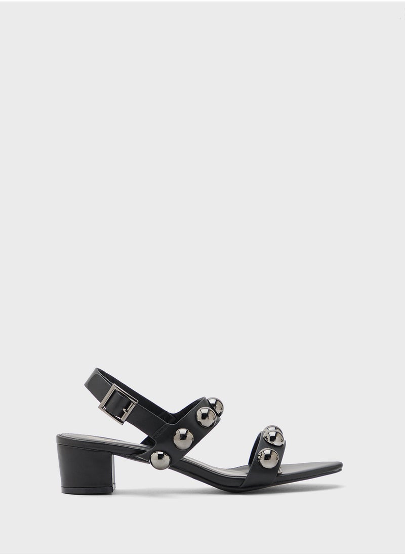 Ginger Block Heel Stud Detail Strappy Sandal  - Image 1
