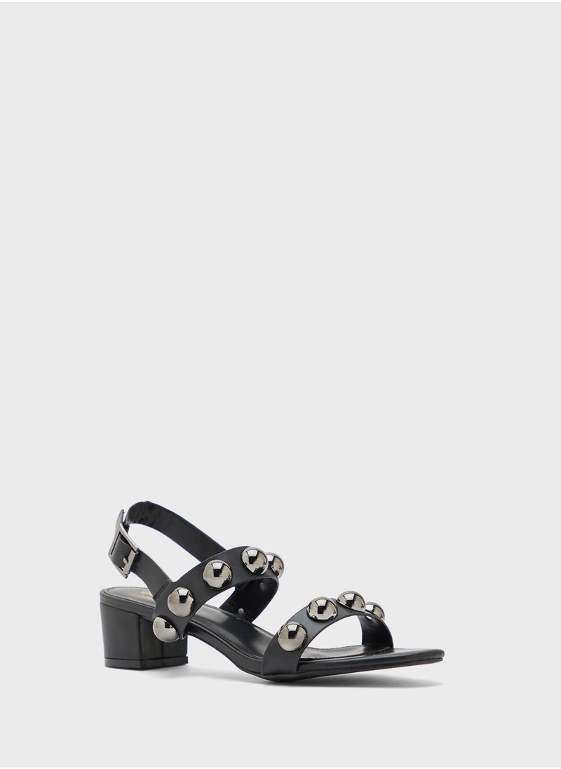 Ginger Block Heel Stud Detail Strappy Sandal  - Image 2