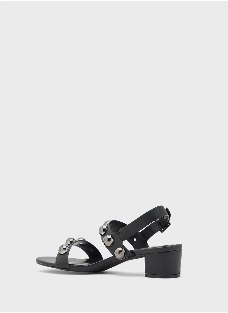 Ginger Block Heel Stud Detail Strappy Sandal