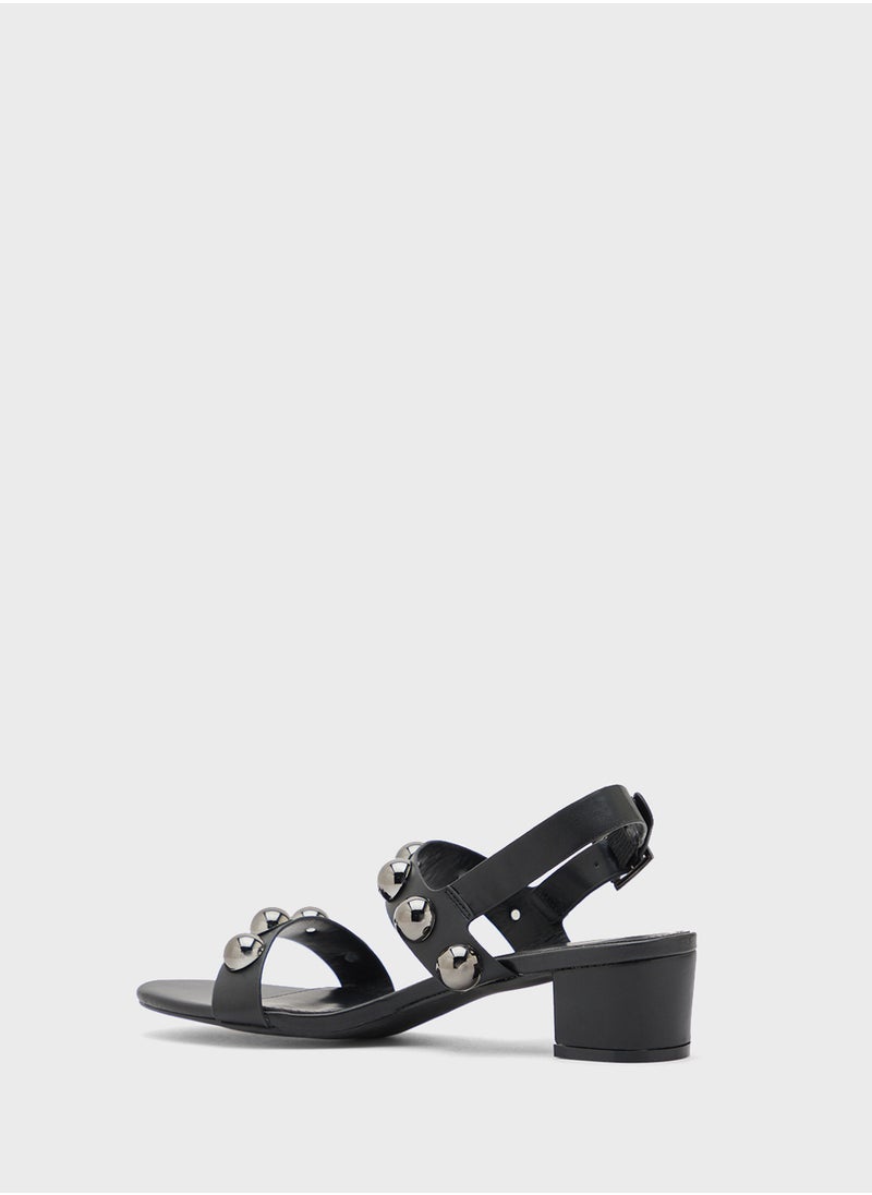 Ginger Block Heel Stud Detail Strappy Sandal  - Image 3