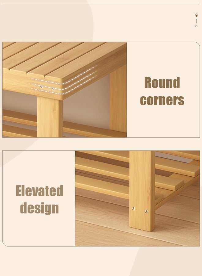 كوزينيست مقعد تخزين الأحذية من الخيزران بثلاث طبقات، منظم أحذية للمدخل مع مقعد جلوس، مثالي للمدخل والحمام وغرفة النوم - Image 5