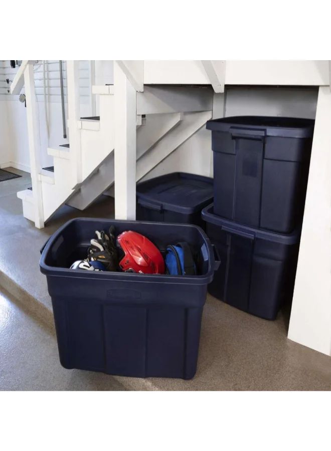 Rubbermaid Roughneck Durable Polyethylene Storage Tote Box Blue 94.6 L RMRT250002