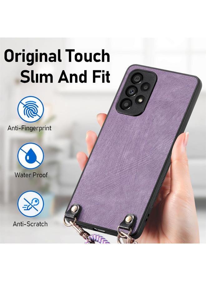 S-TOP Case For Samsung Galaxy A34 5G Vintage Leather PC Back Cover Phone Case with Crossbody Strap - Image 5