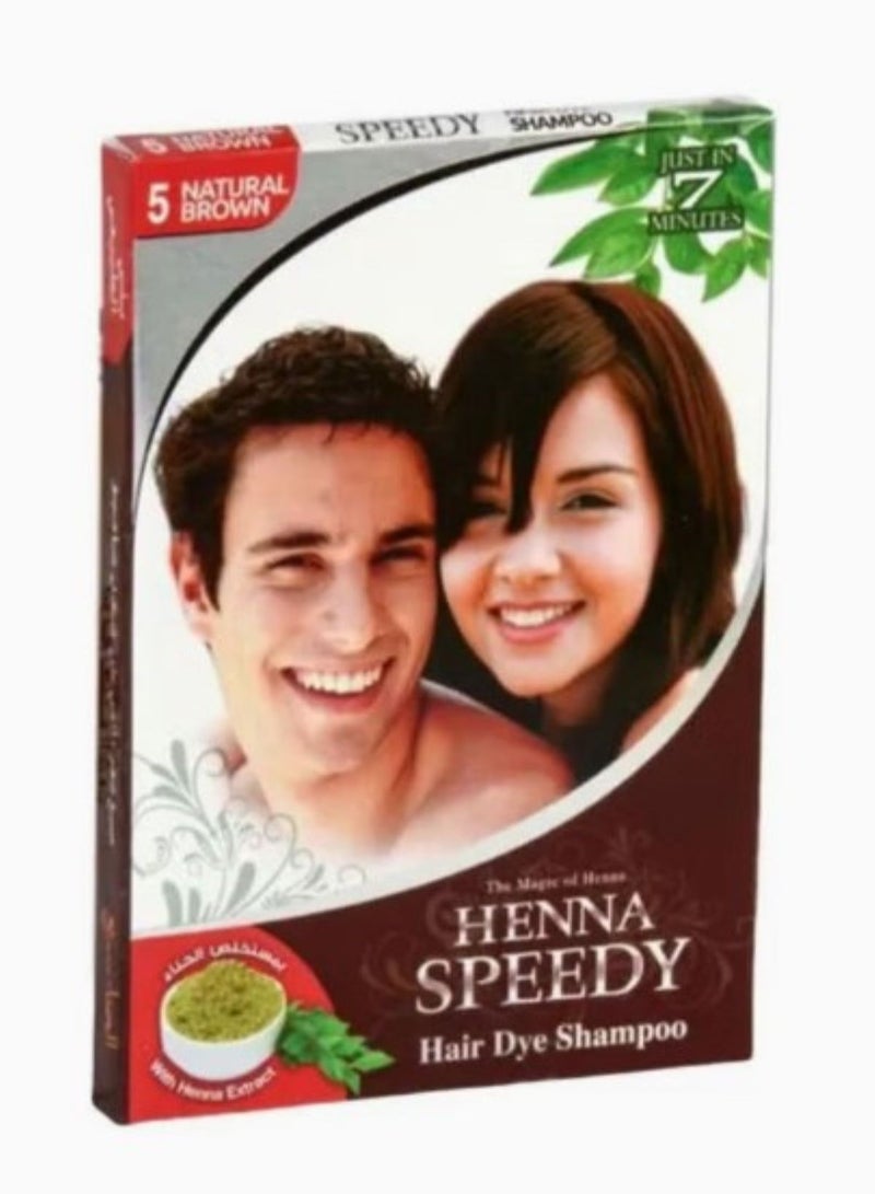 Henna Speedy Pack Of 4 Hair Dye Shampoo Natural Brown 4 X 30ml - Image 2