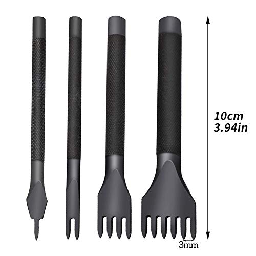 QMNNMA 4 Pcs Leather Stitching Punch Leather Craft Tool Hole Punches 1/2/4/6 Prong Punch Lacing Stitching Punch Tool for Craft(3mm) - Image 2