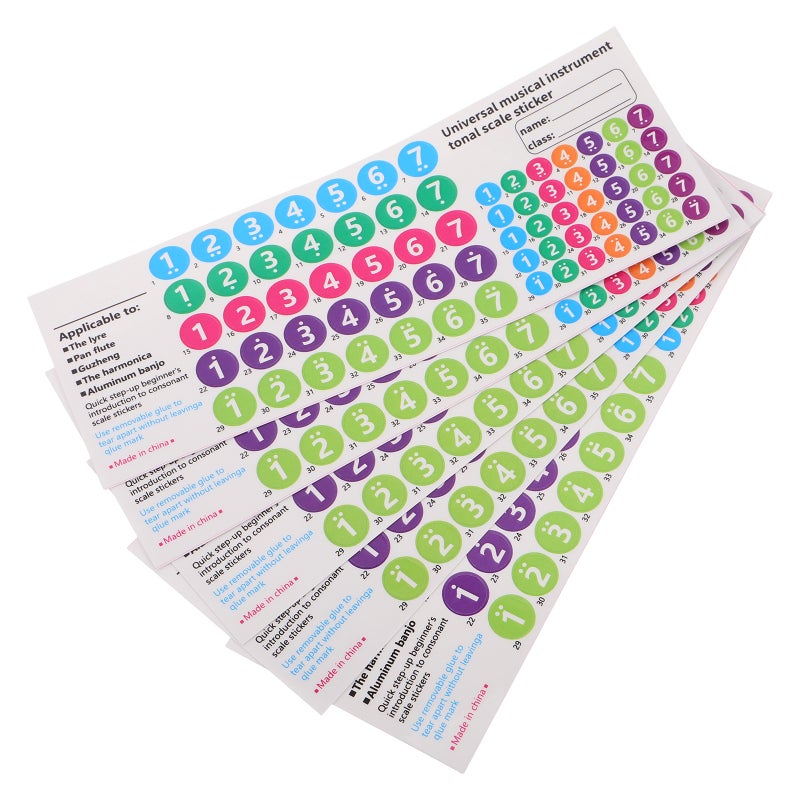 5pcs Pan Flute Note Stickers: Adhesive Music Labels for 18/16 Tubes Pan Pipes - Teaching Music Note Stickers for Kids Beginner - Image 1