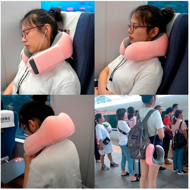 Solid Color Travel Neck Pillow Nap Aircraft Neck Pillow Air Travel Set U-Shaped Memory Foam Neck Pillow U-Shaped Headrest - Image 5