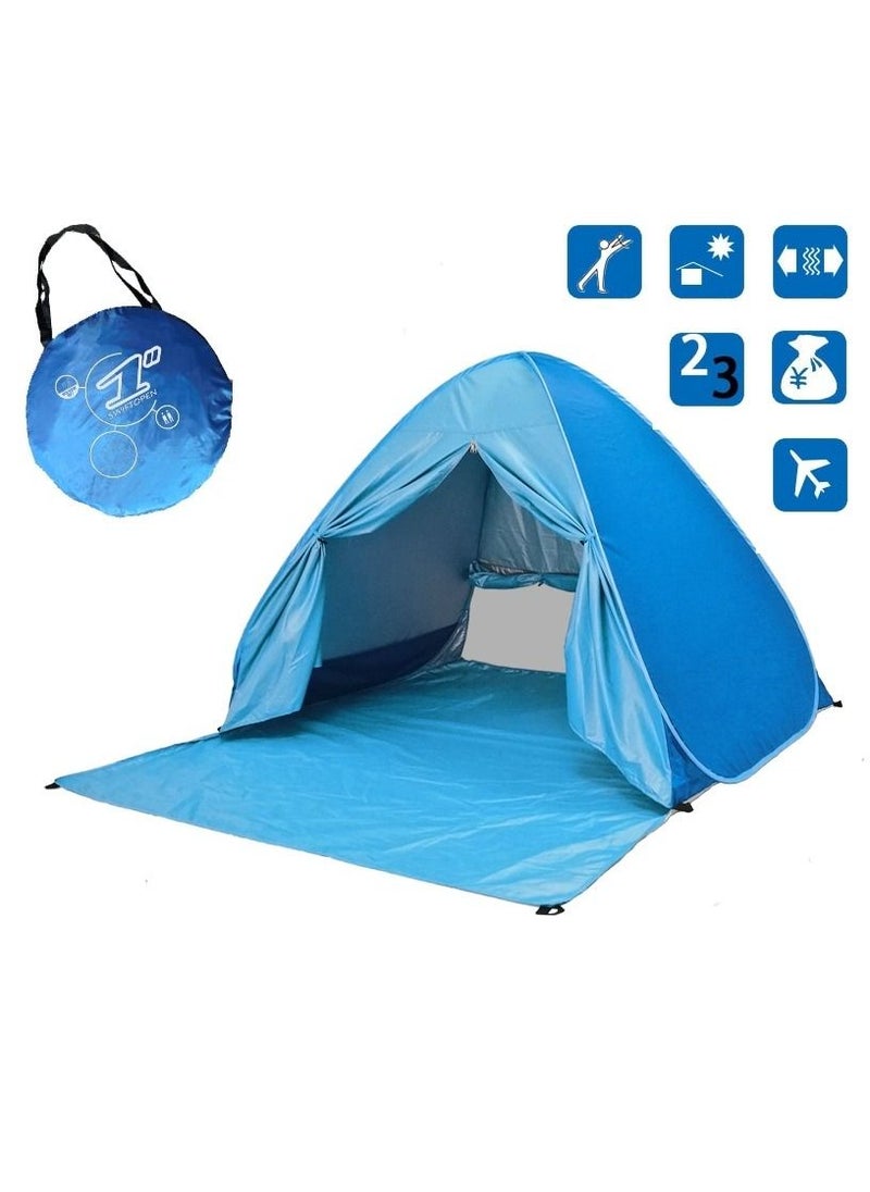 Organized Home - Beach Tent Beach Shade Anti UV Instant Portable Tent Sun Shelter Pop Up Small Beach Tent for 1-3 Person Camping Fishing Picnic With Curtains - Image 1