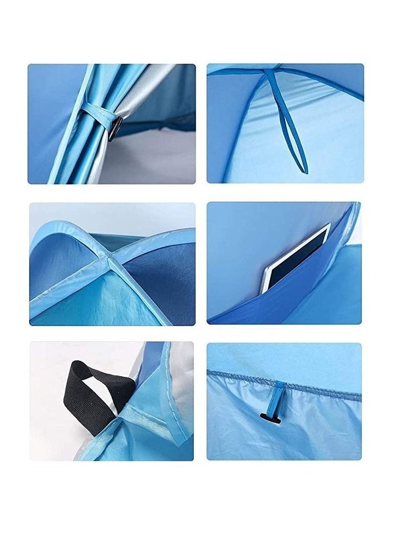 Organized Home - Beach Tent Beach Shade Anti UV Instant Portable Tent Sun Shelter Pop Up Small Beach Tent for 1-3 Person Camping Fishing Picnic With Curtains - Image 1