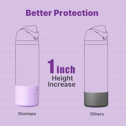 Diumepo Silicone Water Bottle Boot for Owala 24 oz 32 oz 40 oz, Anti-Slip Protective Sleeve for Owala Twist & FreeSip & Flip Stainless Steel Water Bottle, Boot Bottom Base(Glitter Purple) - Image 5