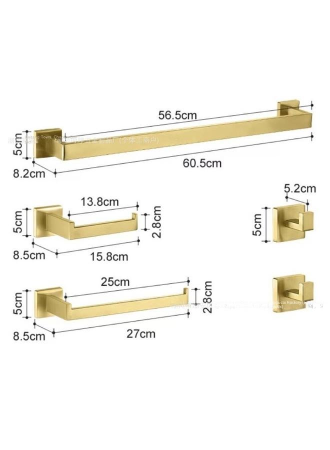 الأزرق جي دبليو أنبوب مربع مجموعة من خمس قطع من الفولاذ المقاوم للصدأ منديل عصا منشفة ، حامل مناديل ورقية ربط الحمام المعلقات بقعة - Image 1