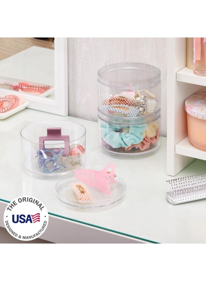 STORi Bella Stackable Clear Plastic Container  Set of 3  Round Vanity Storage Organizers with Lids for Hair Accessories & Beauty Supplies   Made in USA - Image 2