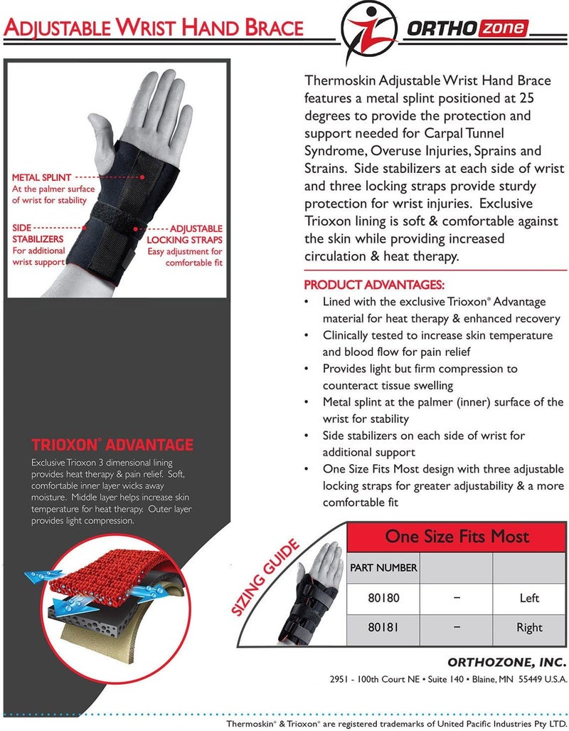 Thermoskin Adjustable WristHand Brace Black RightOne Size80181 - Image 3