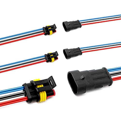 HYAT 16AWG 3 Pin Plug Waterproof Connector Male and Female Way Auto Electrical Wire Connectors Harness Suitable for Car Truck Boat Motorcycle Trike Caravan Marinehigh conductivity 3 Pack