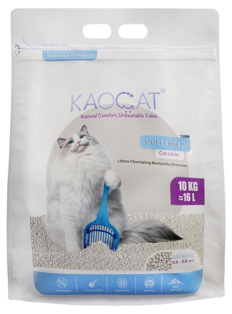 KAOCAT Ultra Clumping Bentonite Cat Litter - Unscented - 10 KG - Image 1