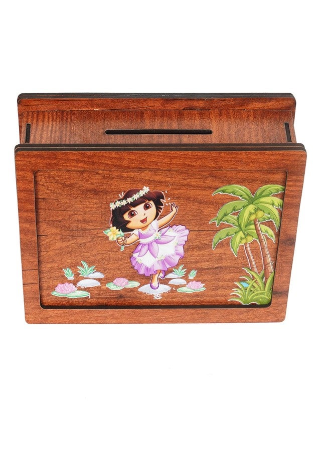 CRAFTZO Wooden Piggy Bank for Kids – Cartoon Theme Coin Box | Handmade Money Saving Box | Cute Decorative Gift for Children & Return Gifts - Image 3