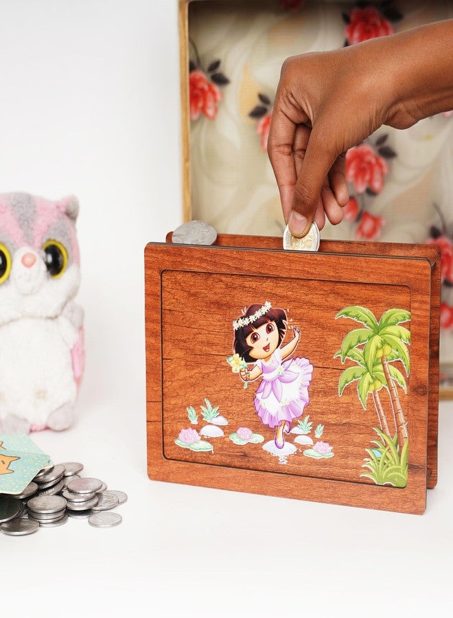 CRAFTZO Wooden Piggy Bank for Kids – Cartoon Theme Coin Box | Handmade Money Saving Box | Cute Decorative Gift for Children & Return Gifts - Image 4