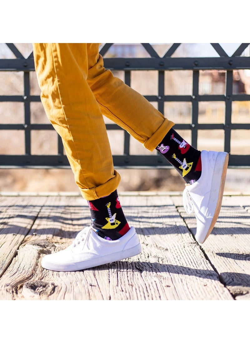 Y&D Funny Music-Themed Socks for Men and Women - Unique Gift Set Featuring Guitar, Drums, Vinyl Record, Music Snob Designs, Ideal Lovers Enthusiasts - Image 4