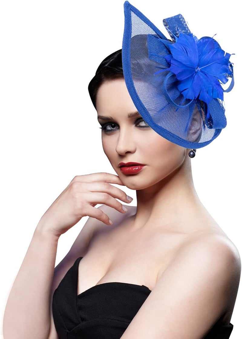 DRESHOW Fascinators Hat Flower Mesh Ribbons Feathers on a Headband and a Clip Tea Party Headwear for Girls and Women - Image 2