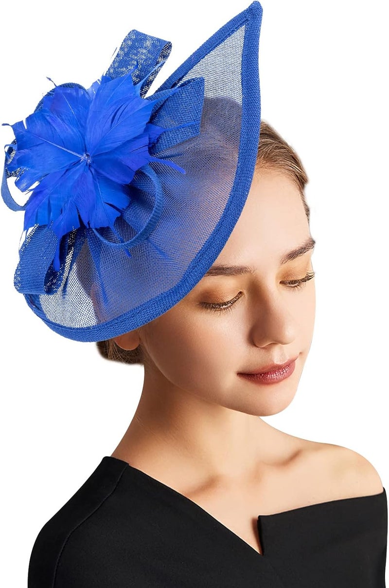 DRESHOW Fascinators Hat Flower Mesh Ribbons Feathers on a Headband and a Clip Tea Party Headwear for Girls and Women - Image 1