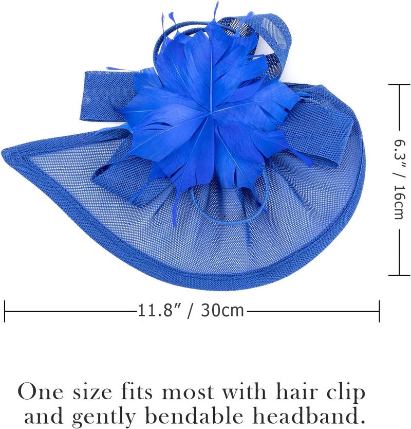 DRESHOW Fascinators Hat Flower Mesh Ribbons Feathers on a Headband and a Clip Tea Party Headwear for Girls and Women - Image 3