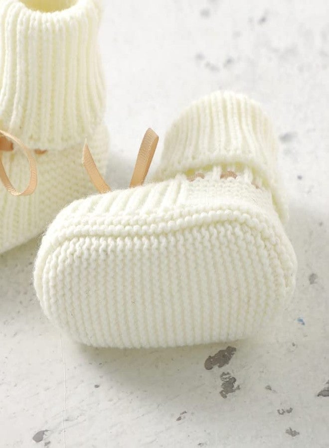 LAWKUL Newborn Baby Mittens Gloves & First Walking Booties Infants Knit Socks Winter Slippers Full Finger Glove 12-18M White - Image 5
