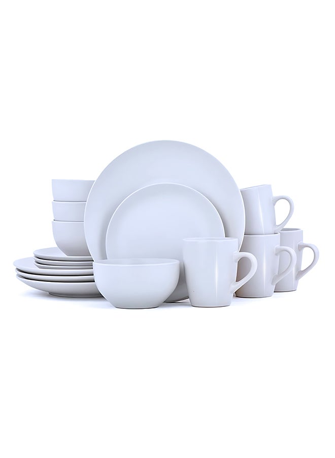 Feelings 16-Piece Stoneware Dinner Set Plates, Dishes, Bowls,Mugs Serves 4 White - Image 5