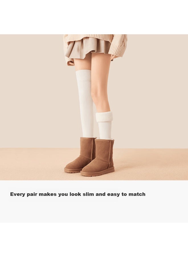 Mianzhuwu Knee Support Over-the-knee Long Socks For Women Autumn Winter Thigh Warmers Fleece Lined Thickened High Tube Socks 2 Pairs