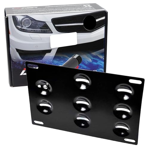 iJDMTOY No Drill Front Bumper Tow Hook License Plate Mounting Bracket Adapter Kit Compatible with Mercedes W204 CClass W221 SClass W166 MLClass X247 GLBClass C118 CLAClass etc