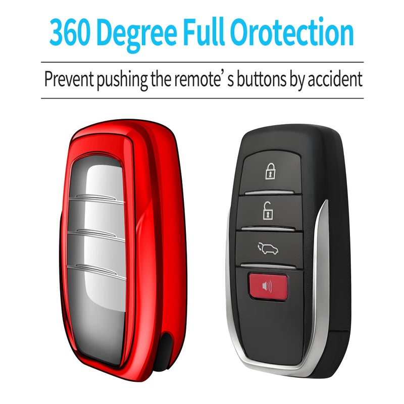 Autophone Key Fob Cover with keychain Compatible with Toyota 2025-2026 Camry 4Runner,2021-2026 Venza,Sienna, 2019-2026 Land Cruiser,Fortuner,Mirai, 2023-2026 Highlander,Prius,Corolla (Red) - Image 4